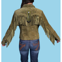 Scully Women’s Boar Suede Leather Jacket with Fringe & Beaded Detailing