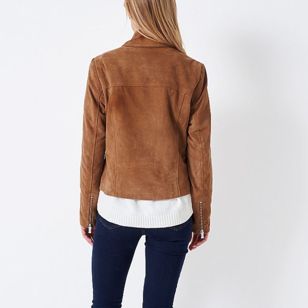 Women’s Brown Suede Leather Jacket – New Slim Fit Style