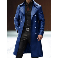 Classic Men’s German Officer Leather Trench Coat – Military Style Elegance