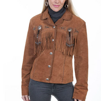 Scully Women’s Boar Suede Leather Jacket with Fringe & Beaded Detailing