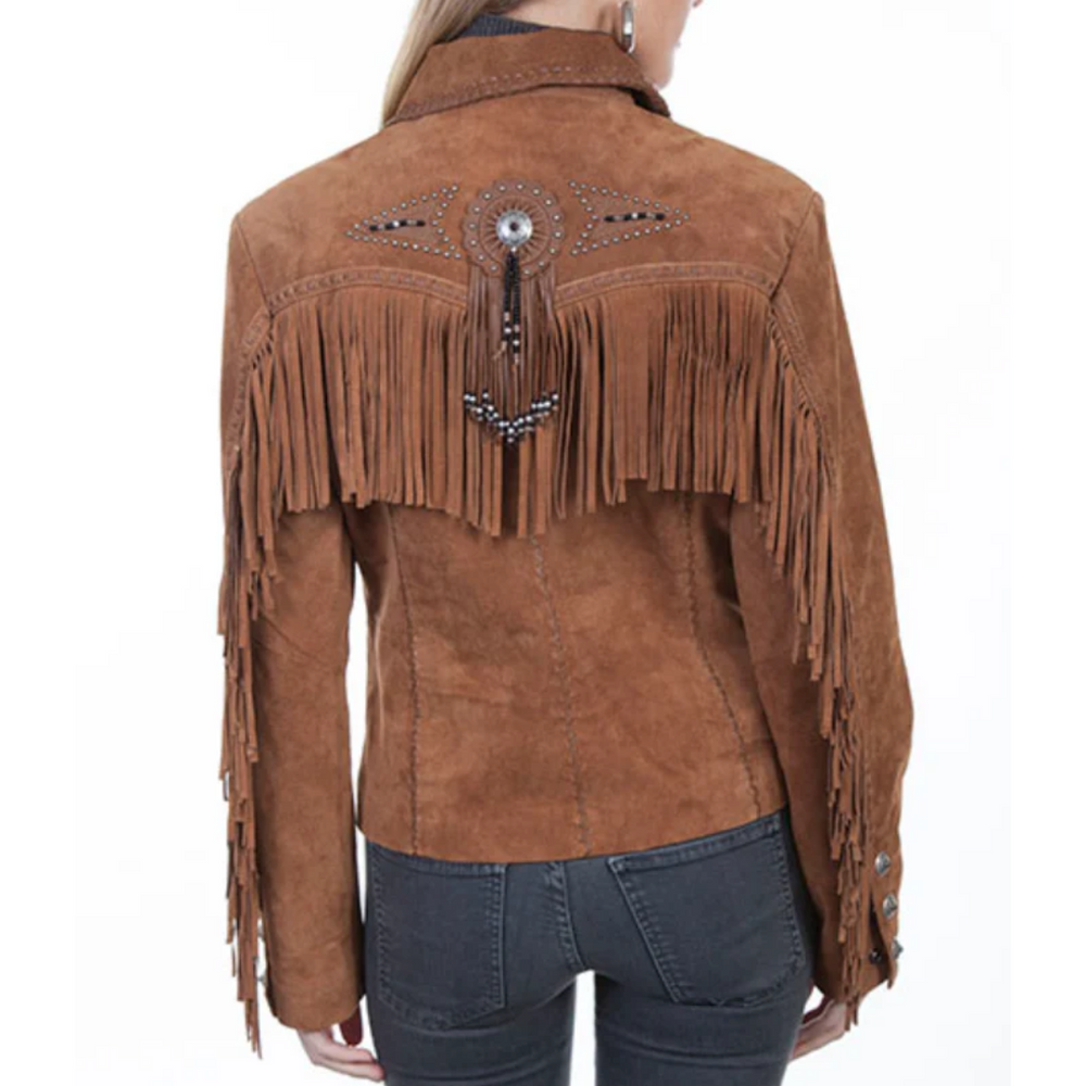 Scully Women’s Boar Suede Leather Jacket with Fringe & Beaded Detailing