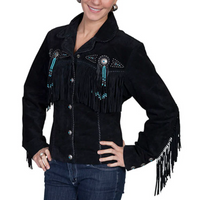 Scully Women’s Boar Suede Leather Jacket with Fringe & Beaded Detailing