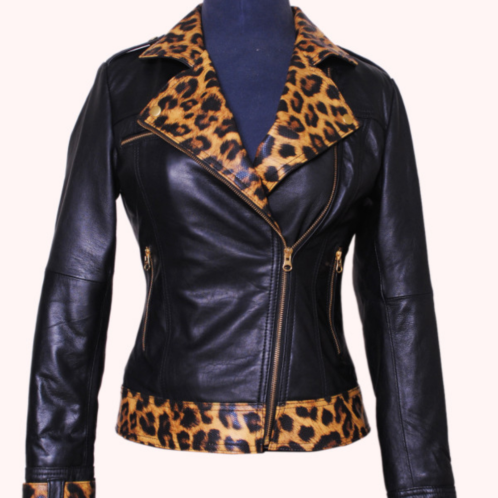 Cheetah Print Women’s Faux Leather Jacket – Bold & Stylish Outerwear