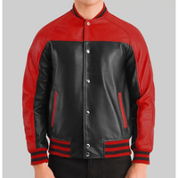 Holt Men’s Black & Red Leather Varsity Jacket – Classic Two-Tone Style & Comfort