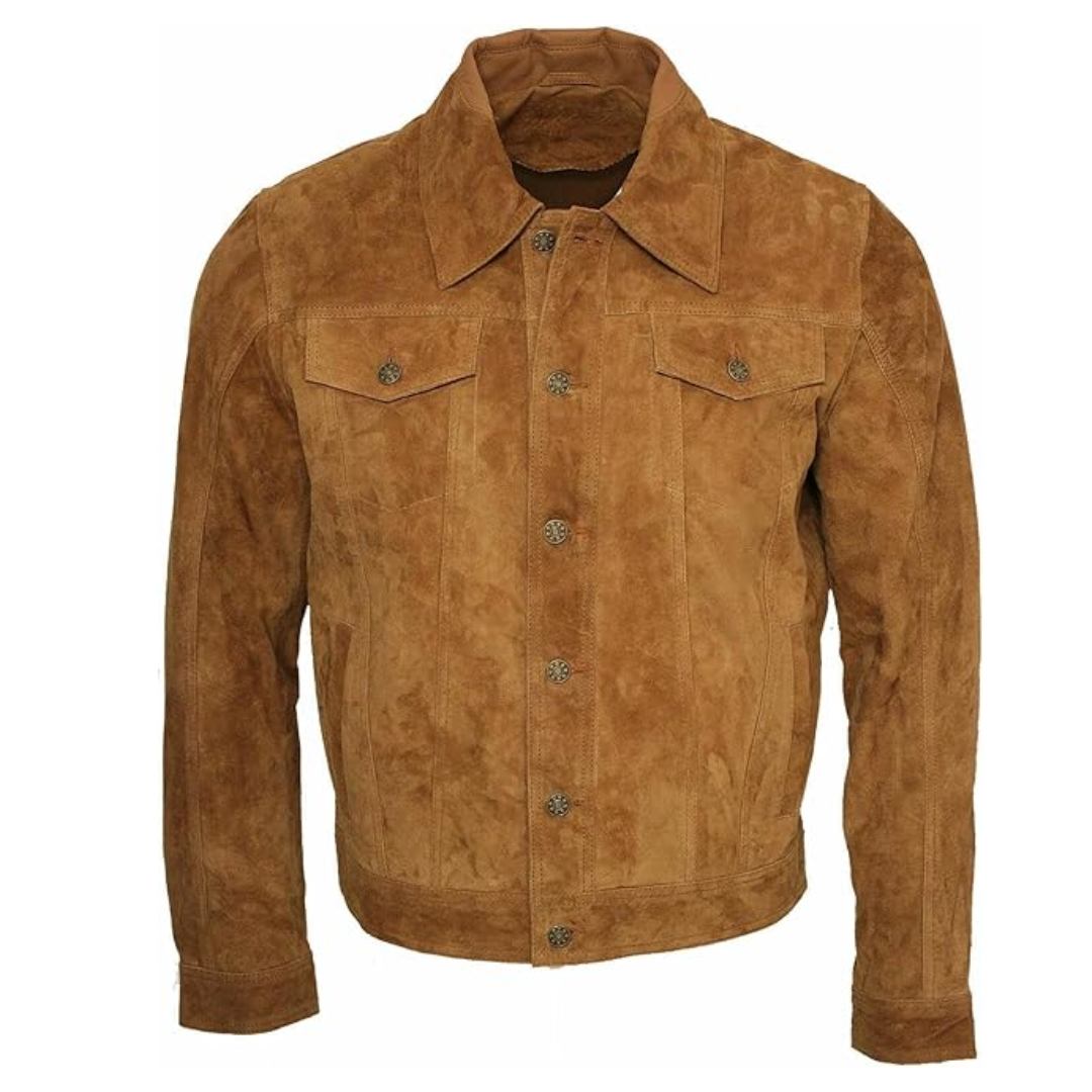 Mens Dark Brown Leather Suede Jacket In Europe
