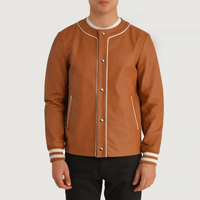 Willis Black Genuine Leather Varsity Jacket for Men