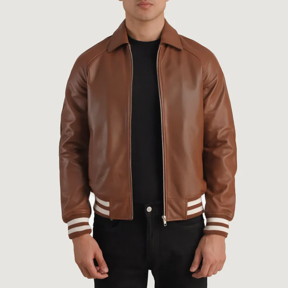 Walton Brown Leather Varsity Jacket