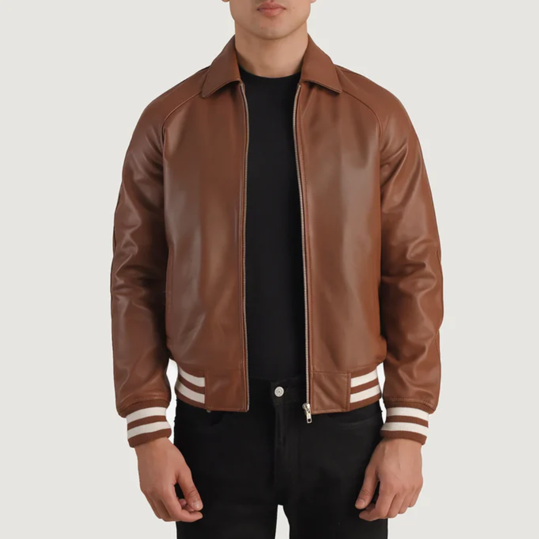 Walton Brown Leather Varsity Jacket