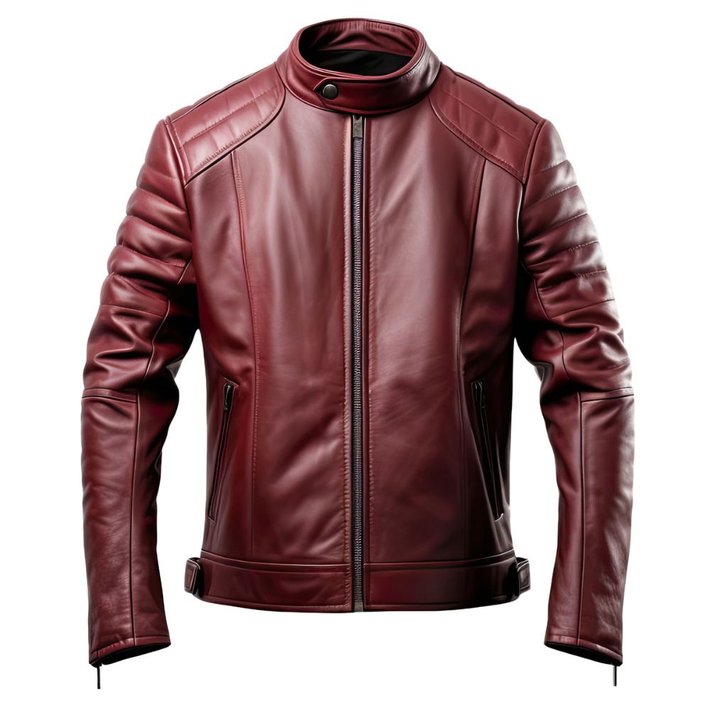 Men's Luxe Biker Maroon Biker Café-Racer Real Lambskin Leather Jacket