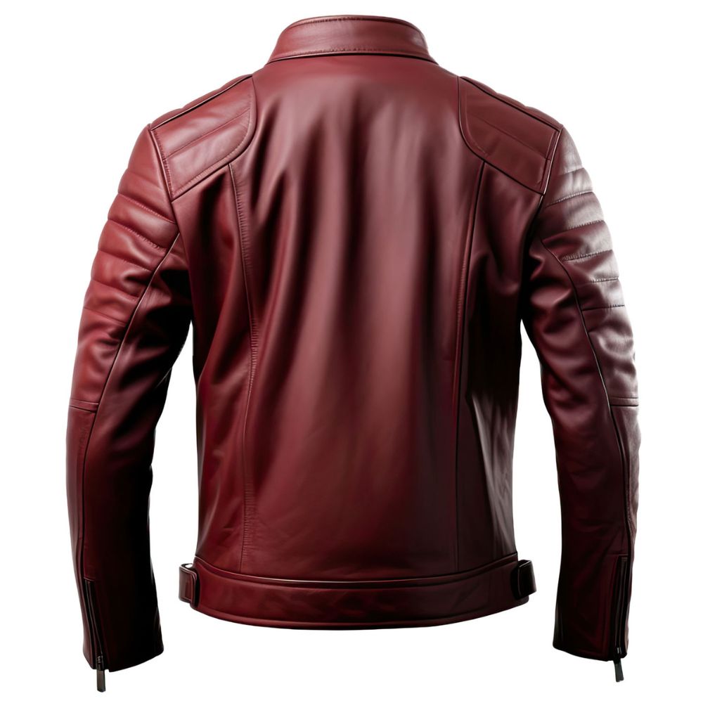 Men's Luxe Biker Maroon Biker Café-Racer Real Lambskin Leather Jacket