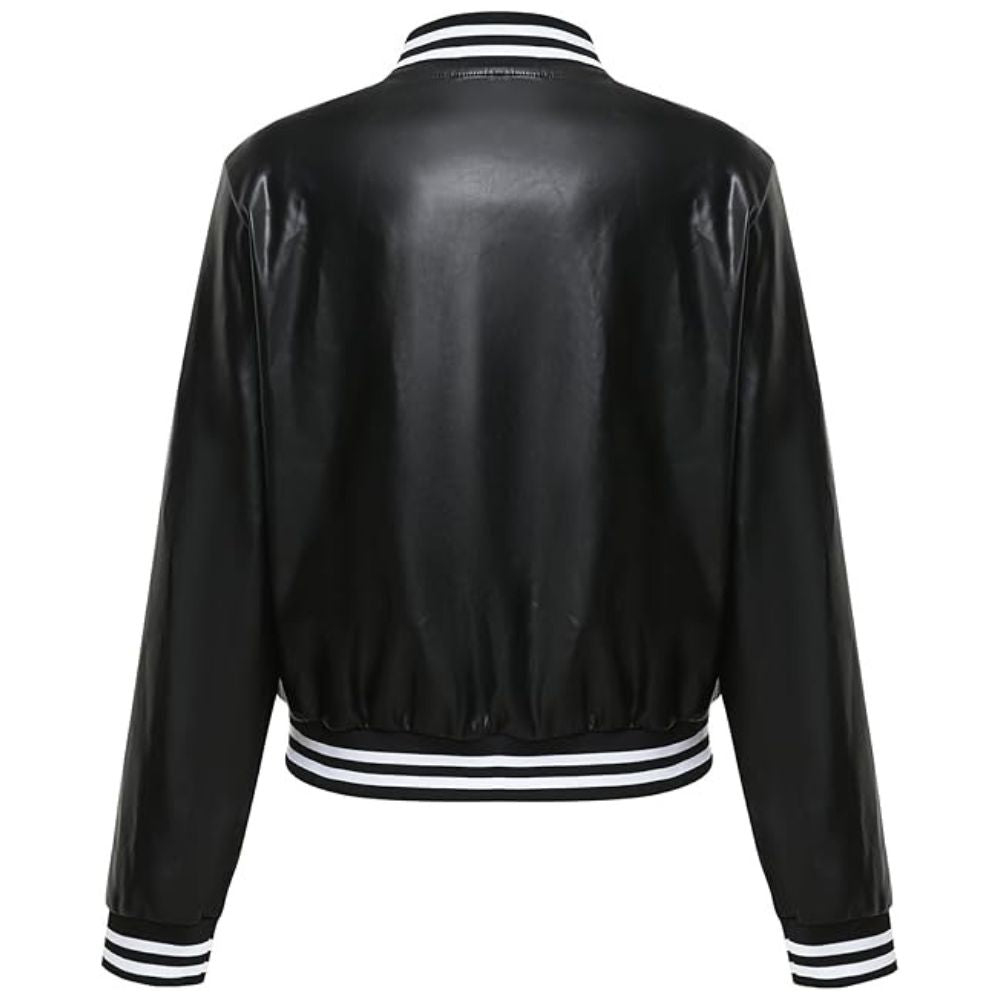 Women's Celeste Black Bomber Genuine Lambskin Leather Jacket