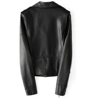 Women's Ember Classic Belted Black Biker Genuine Lambskin Leather Jacket