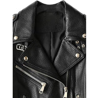 Women's Ember Classic Belted Black Biker Genuine Lambskin Leather Jacket