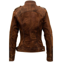 Women's Bliss Classic Distressed Brown Genuine Suede Leather Jacket