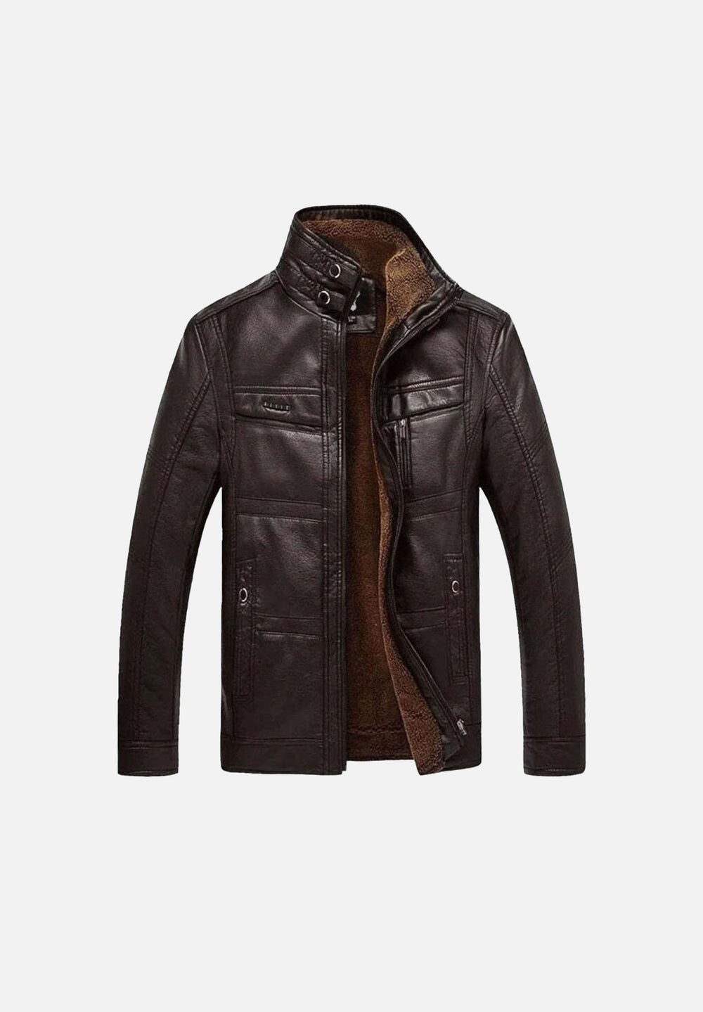 Soto Dark Coffee Shearling Leather Bomber Jacket