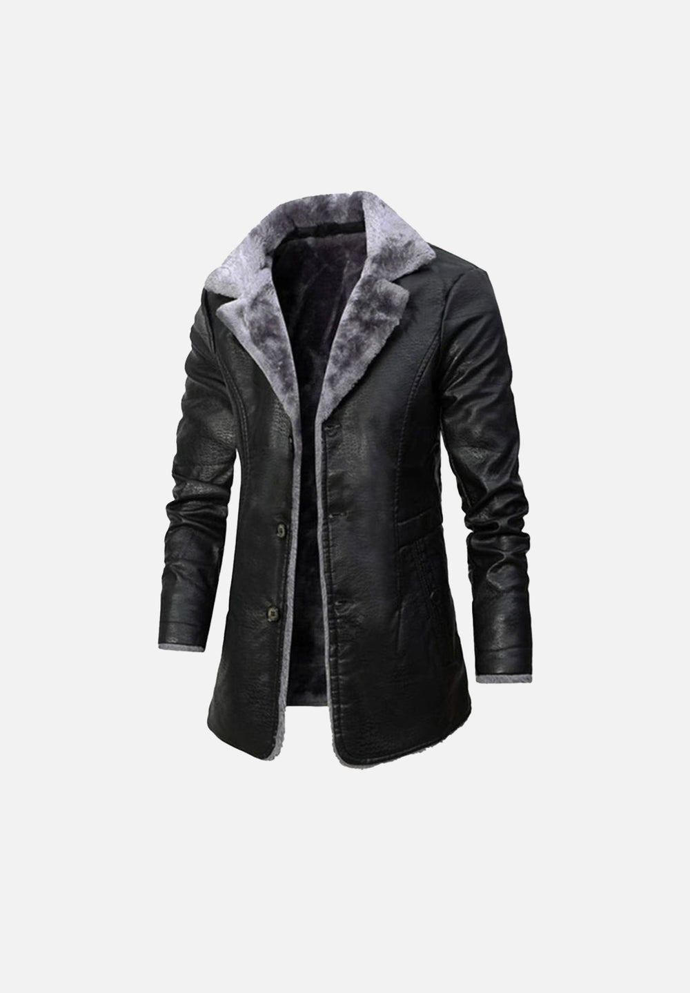 Caldwell Black Shearling Leather Trench Coat