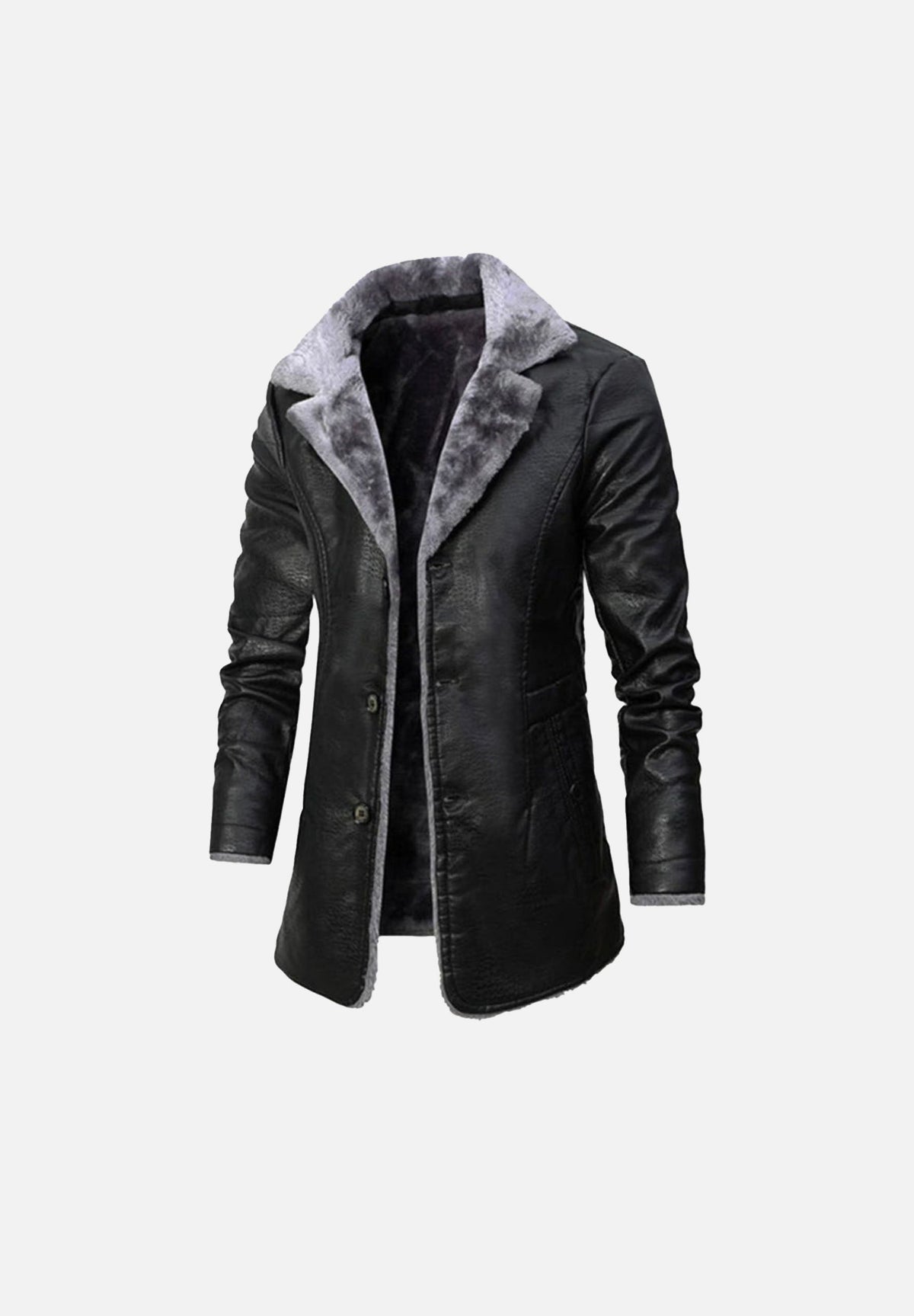 Caldwell Black Shearling Leather Trench Coat