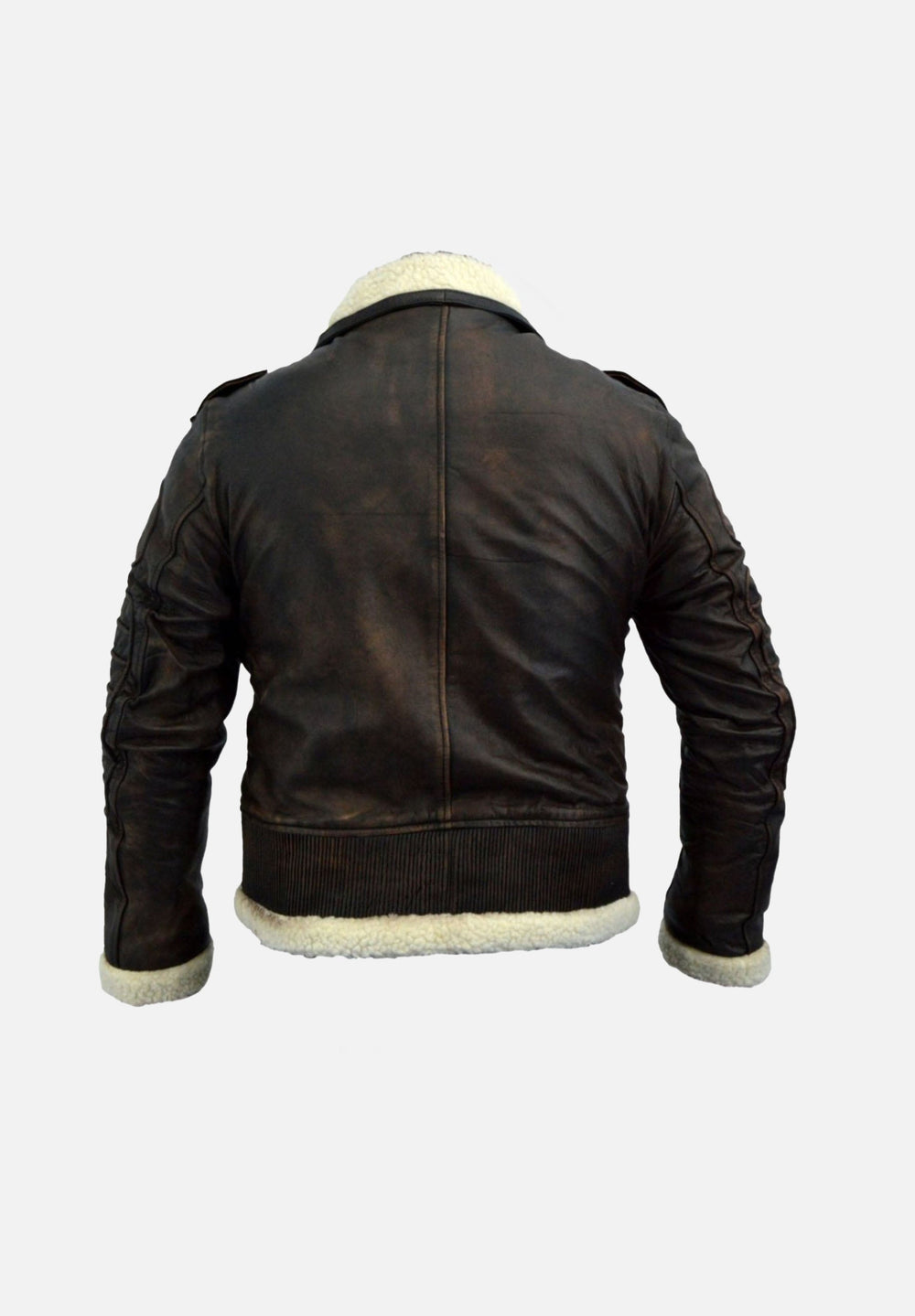 Parfitt Black B-3 Wool-Collar Leather Bomber Jacket
