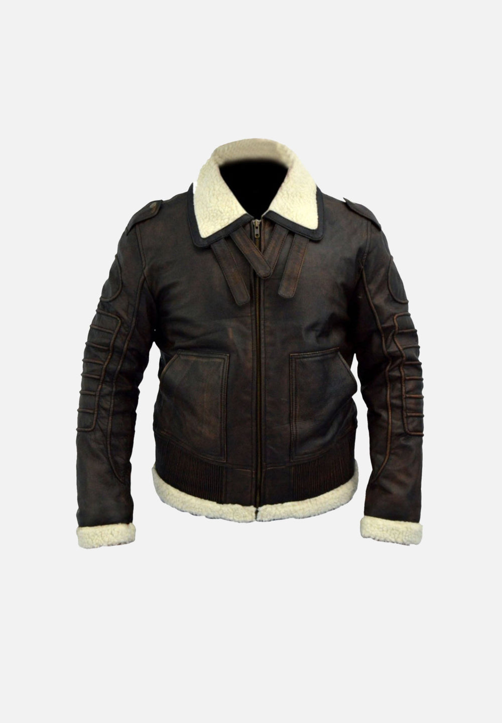 Parfitt Black B-3 Wool-Collar Leather Bomber Jacket