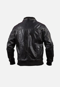 Woodring Black MA-2 Aviator Leather Jacket