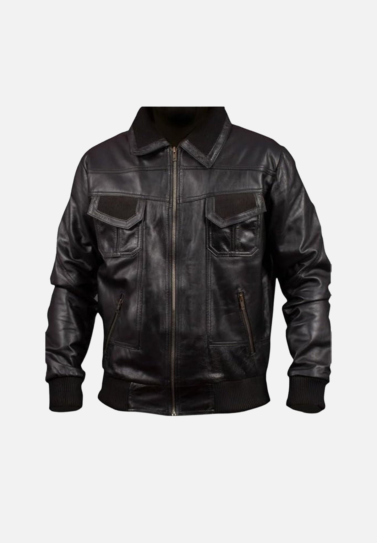 Woodring Black MA-2 Aviator Leather Jacket