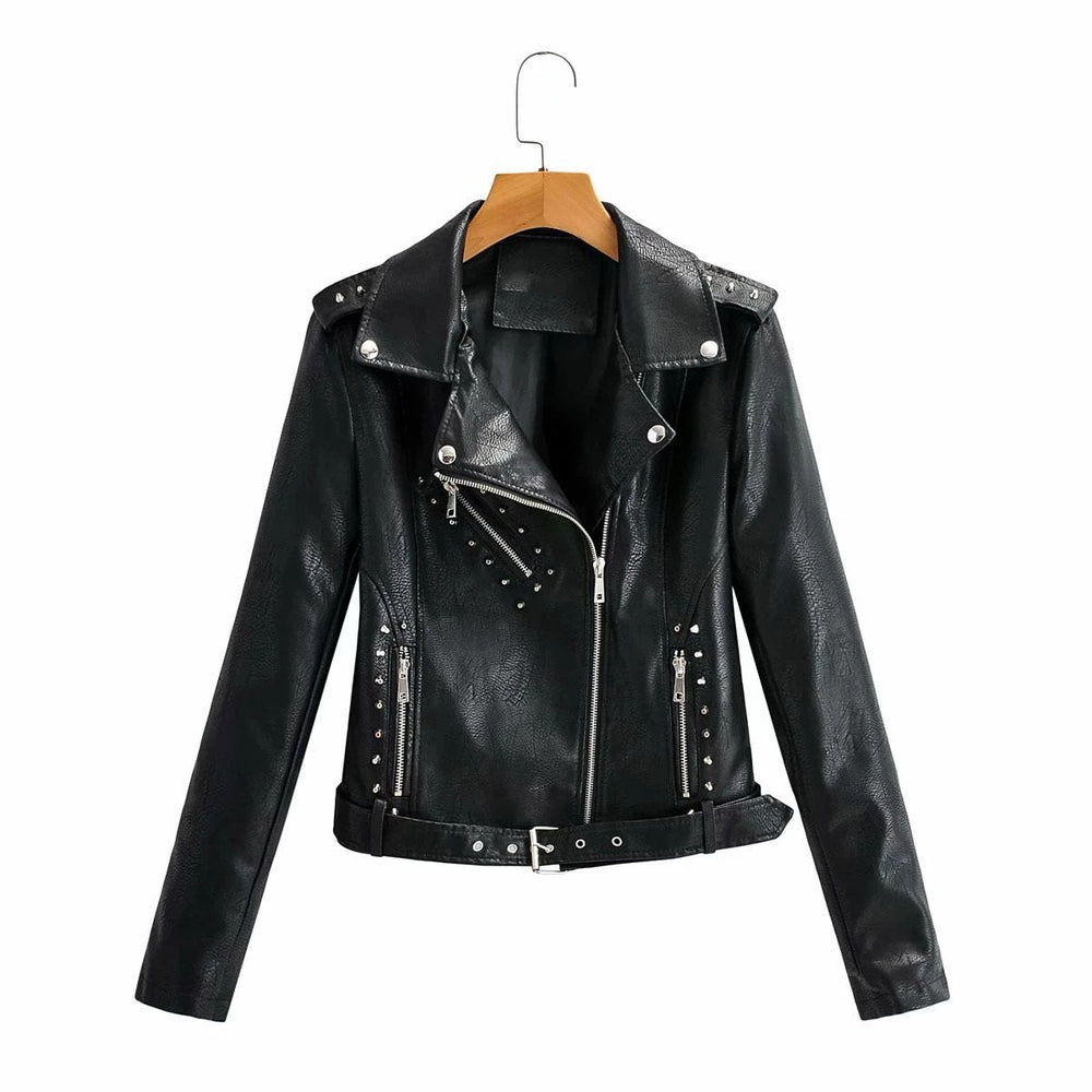 Womens Sophia Genuine Lambskin Biker Leather Jacket