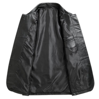 Mens Magnus Front Button Leather Coat