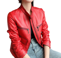 Womens Eleanor Front Pocket Genuine Lambskin Leather Jacket