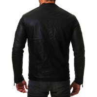 Men's Rex Shoulder Patch Work Real Lambskin Leather Jacket