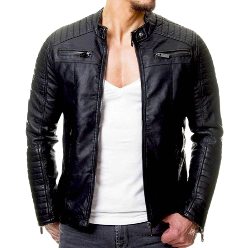 Men's Rex Shoulder Patch Work Real Lambskin Leather Jacket