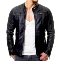 Mens Rex Shoulder Patch Work Genuine Lambskin Leather Jacket
