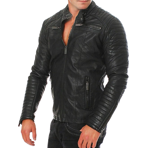 Men's Rex Shoulder Patch Work Real Lambskin Leather Jacket