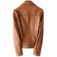 Womens Zoe Front Pocket Brown Genuine Lambskin Leather Jacket