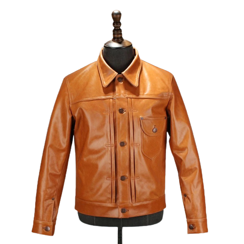 Men's Zion Front Pocket Glossy Tan Real Lambskin Jacket