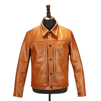 Mens Zion Front Pocket Glossy Tan Genuine Lambskin Leather Jacket