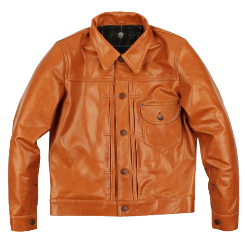 Men's Zion Front Pocket Glossy Tan Real Lambskin Jacket