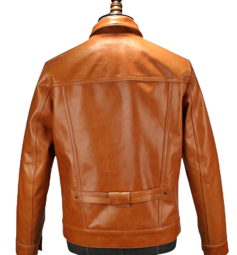 Men's Zion Front Pocket Glossy Tan Real Lambskin Jacket