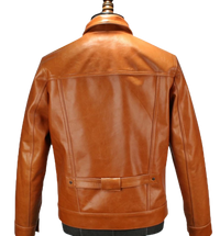 Mens Zion Front Pocket Glossy Tan Genuine Lambskin Leather Jacket
