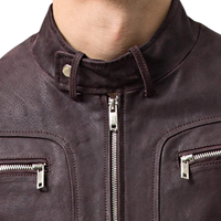 Men's Asher Front Pocket Brown Real Lambskin Jacket