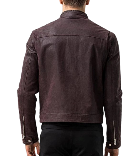 Men's Asher Front Pocket Brown Real Lambskin Jacket