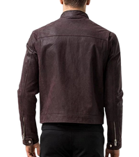 Mens Asher Front Pocket Brown Genuine Lambskin Leather Jacket