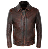 Men's Jackson Front Side Pocket Red Brown Real Lambskin Leather Jacket