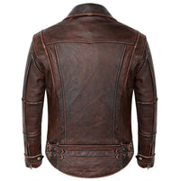 Men's Jackson Front Side Pocket Red Brown Real Lambskin Leather Jacket