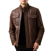 Men's Hunter Front Pocket Brown Real Cow Jacket