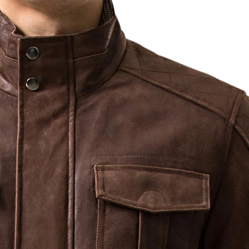 Men's Hunter Front Pocket Brown Real Cow Jacket