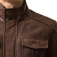 Men's Hunter Front Pocket Brown Real Cow Jacket