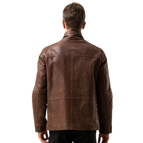Men's Hunter Front Pocket Brown Real Cow Jacket