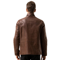 Mens Hunter Front Pocket Brown Genuine Cow Leather Jacket