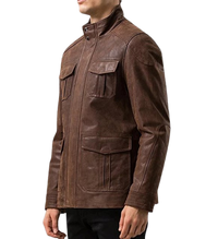 Men's Hunter Front Pocket Brown Real Cow Jacket