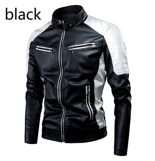Men’s Leather Biker Jacket – Black, Red & Brown